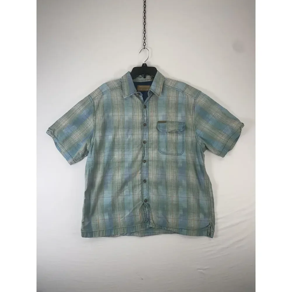 ClearWater Outfitters Shirt Mens XL Blue Plaid Short Sleeve Button Up Casual